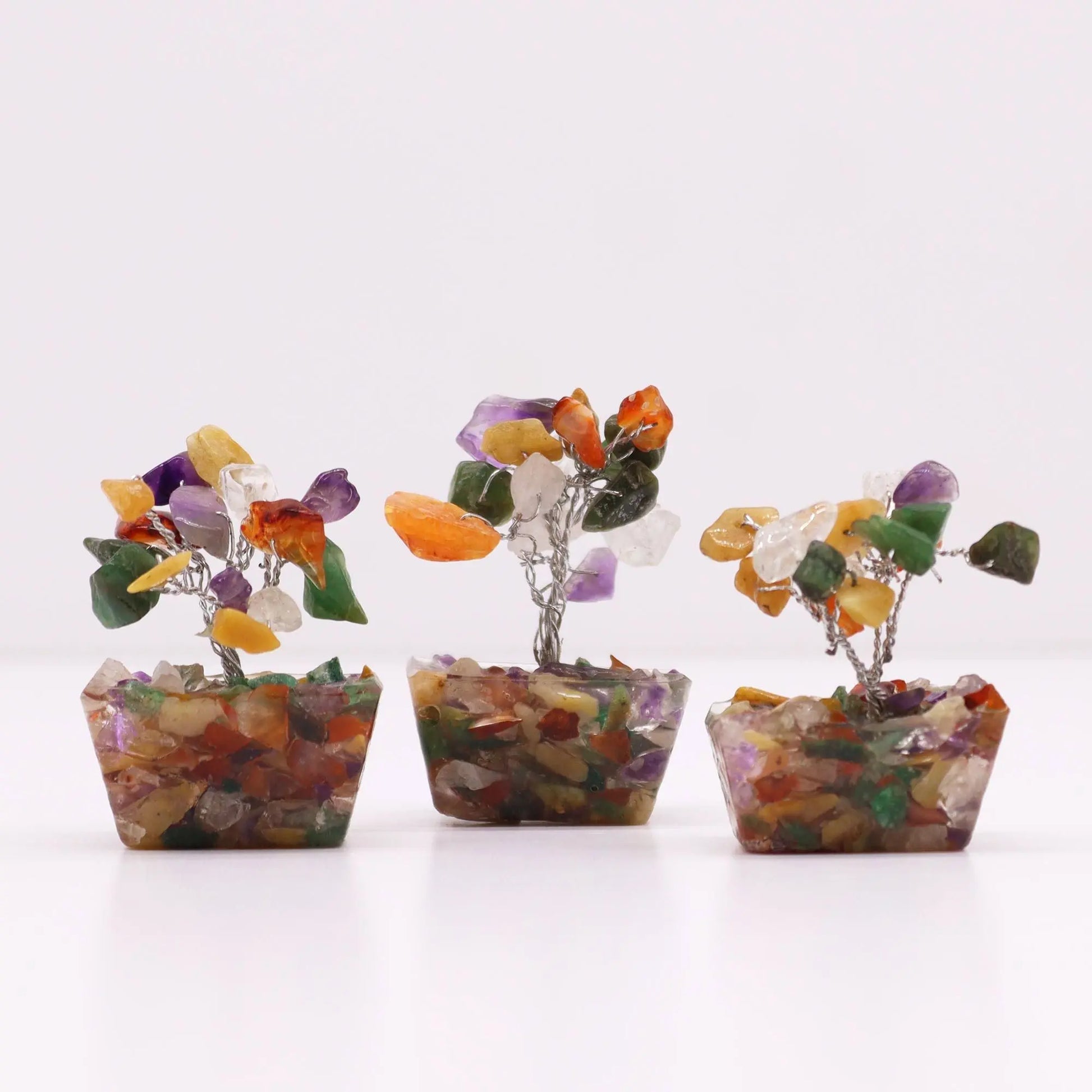 Mini Gemstone Tree on Orgonite Base - Multi Stones (15 stones) Ninja Aromatherapy