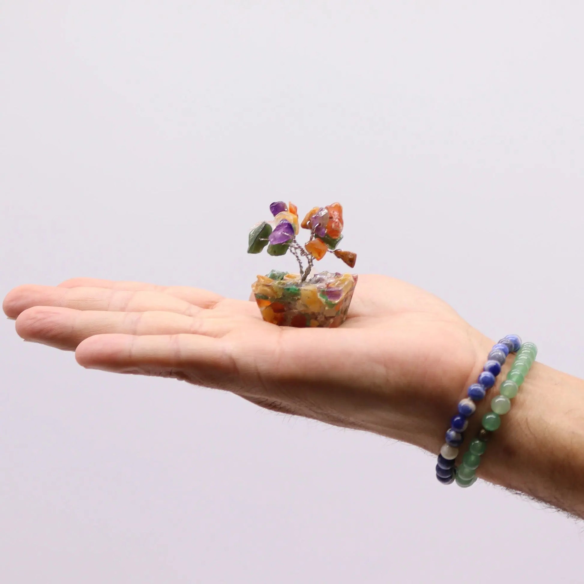 Mini Gemstone Tree on Orgonite Base - Multi Stones (15 stones) Ninja Aromatherapy