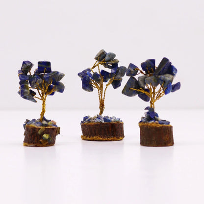 Mini Gemstone Tree On Wood Base - Sodalite (15 stones) Ninja Aromatherapy