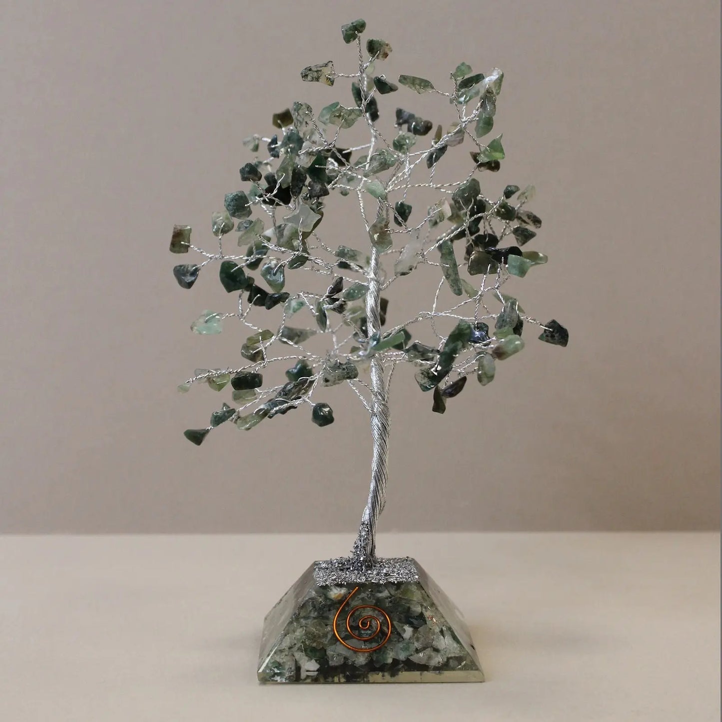 Gemstone Tree with Organite Base - 160 Stone - Moss Agate gemstone tree handmade in India for home decor and healing.
