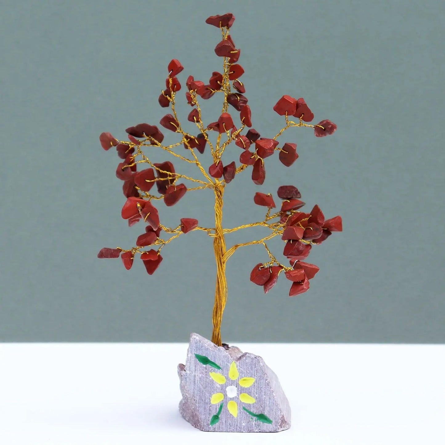 Red Jasper - 80 Stone gemstone tree handmade in India for home decor and healing.