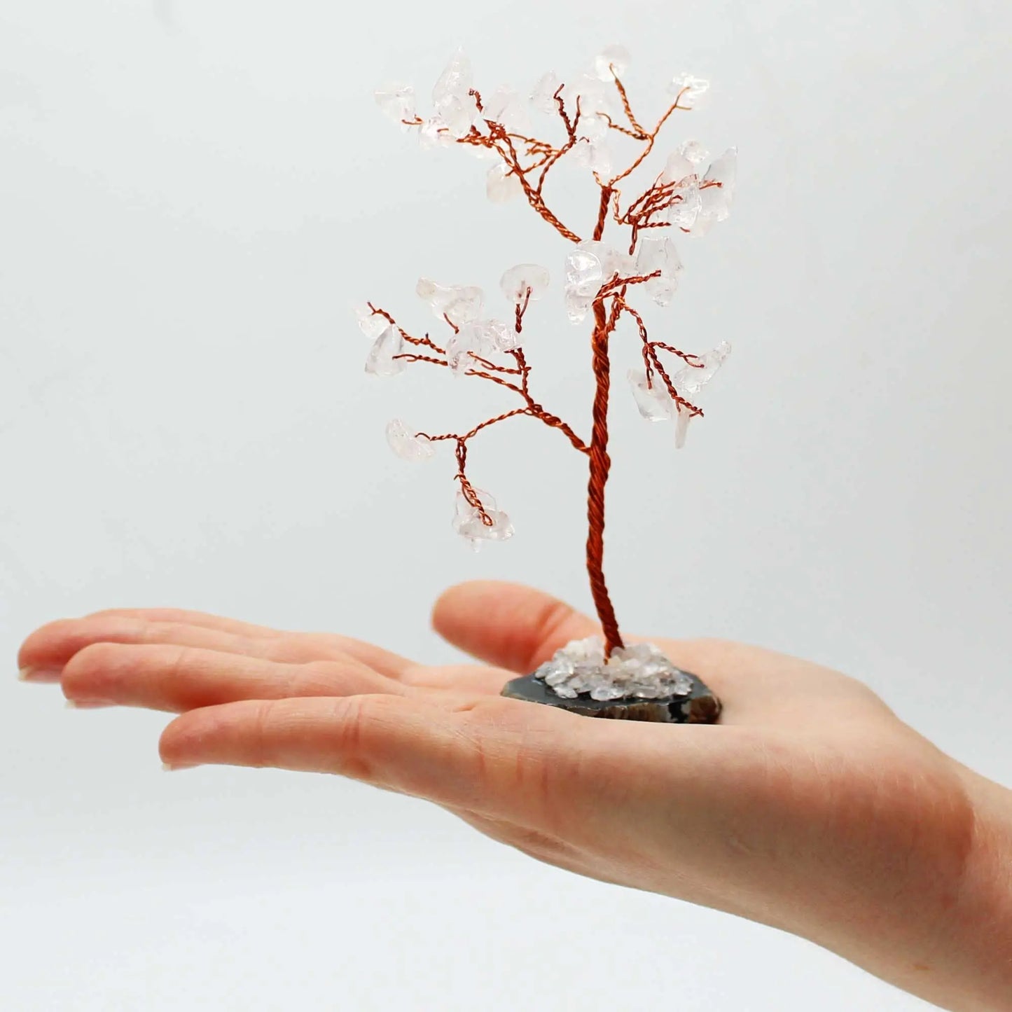 Gemstone Tree - Rock Quartz on Black Agate Base (35 stones) Ninja Aromatherapy
