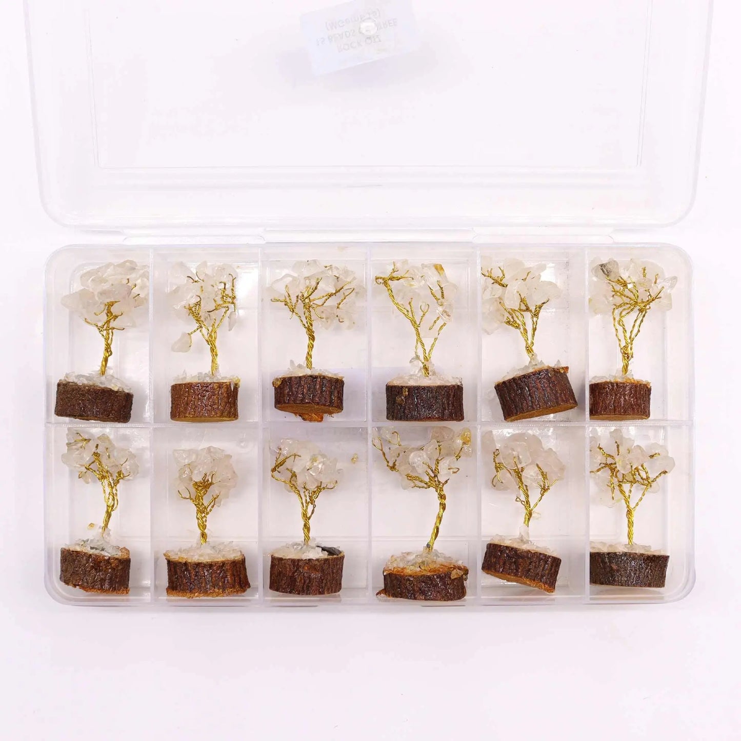 Mini Gemstone Tree On Wood Base - Rock Quartz (15 stones) Ninja Aromatherapy