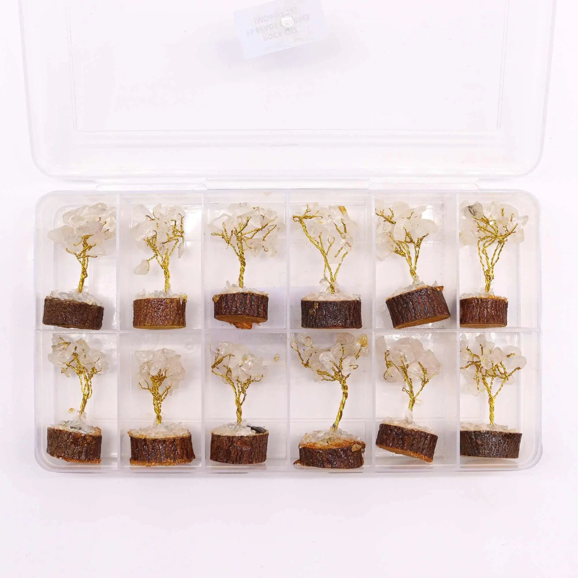 Mini Gemstone Tree On Wood Base - Rock Quartz (15 stones) Ninja Aromatherapy