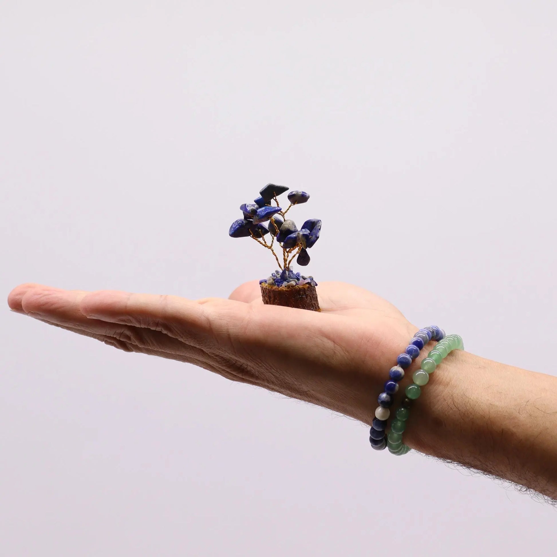 Mini Gemstone Tree On Wood Base - Sodalite (15 stones) Ninja Aromatherapy