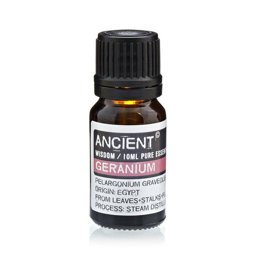 Geranium Essential Oil 10ml Amber Glass Bottle with Built-In Drop Reducer – Balancing, Uplifting and Skincare Support