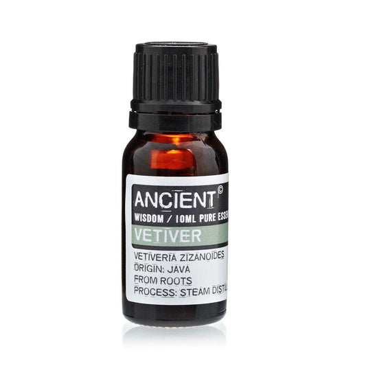 Vetivert Essential Oil 10ml Amber Glass Bottle with Built-In Drop Reducer – Calming and Grounding Aroma