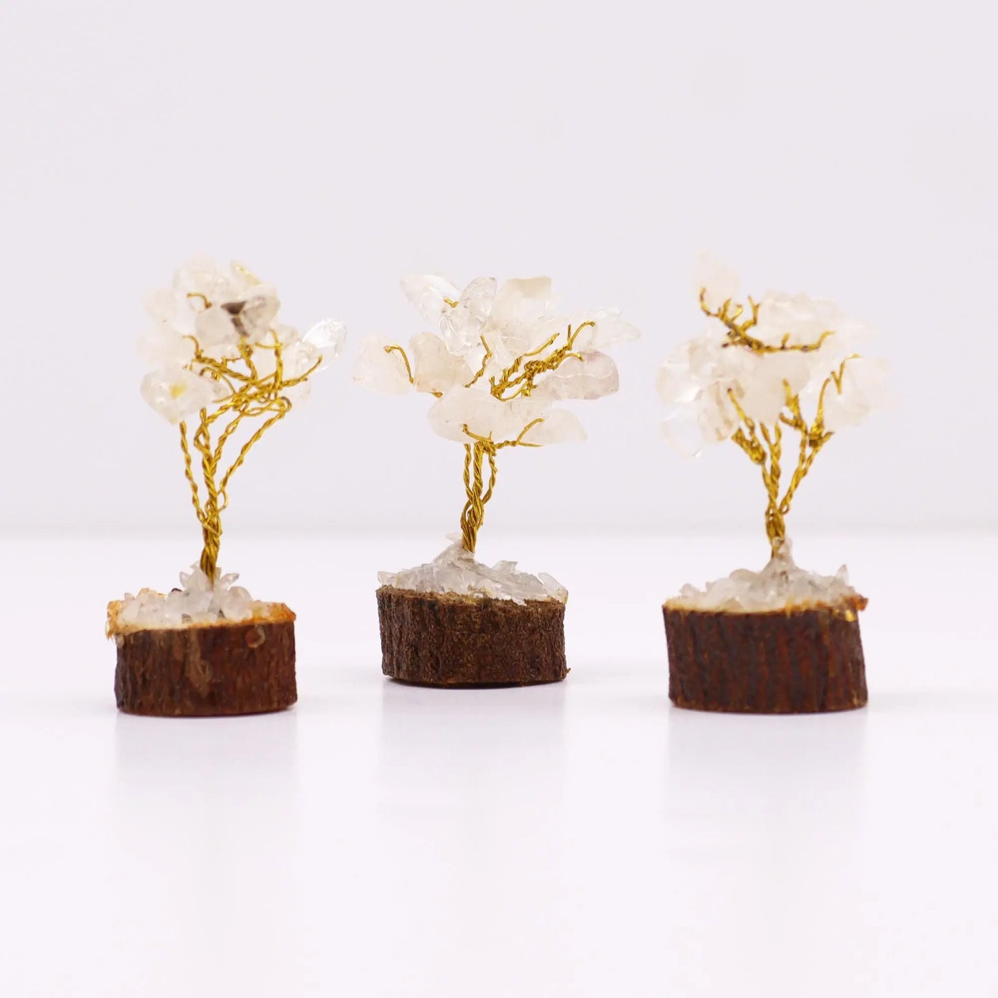 Mini Gemstone Tree On Wood Base - Rock Quartz (15 stones) Ninja Aromatherapy