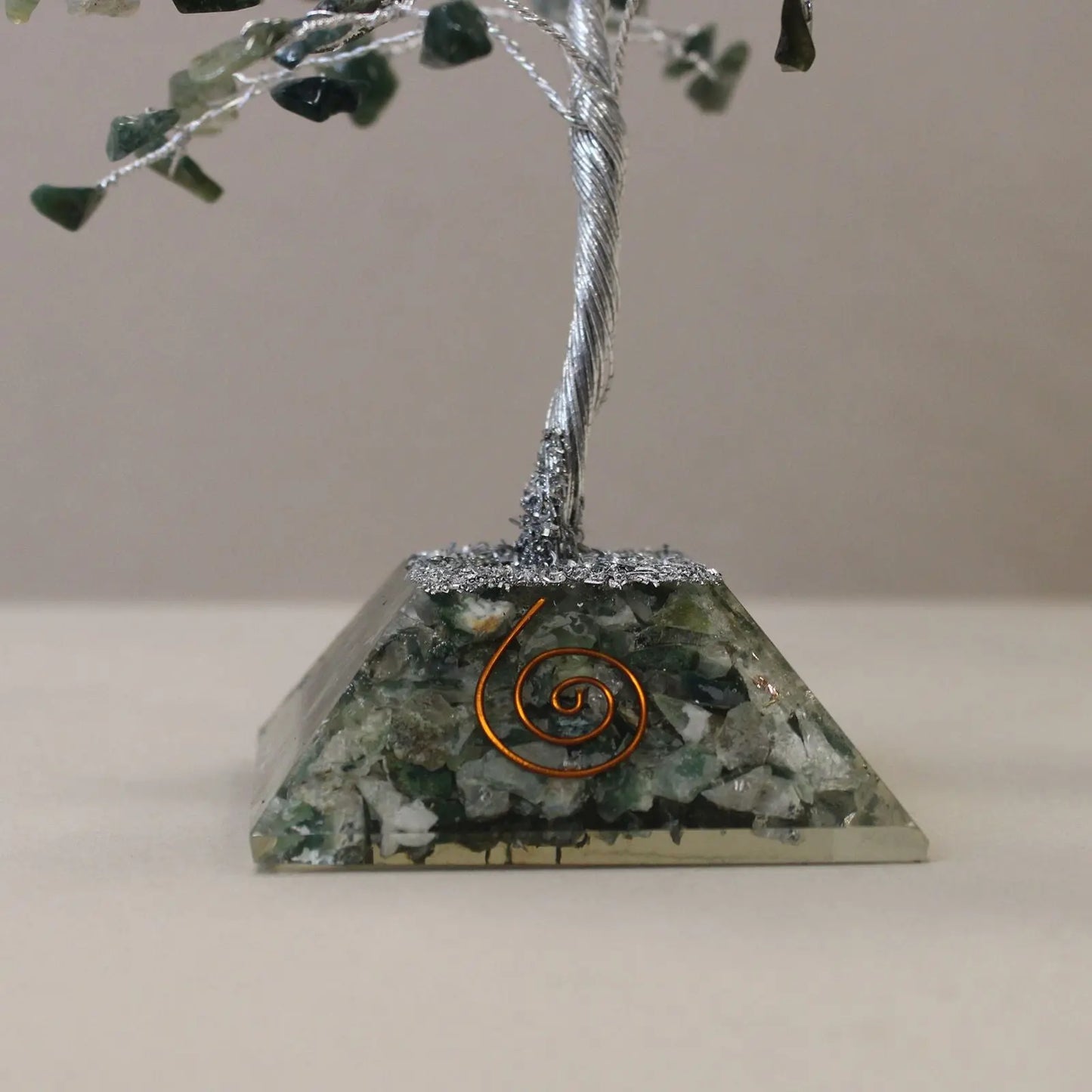 Gemstone Tree with Organite Base - 160 Stone - Moss Agate Ninja Aromatherapy