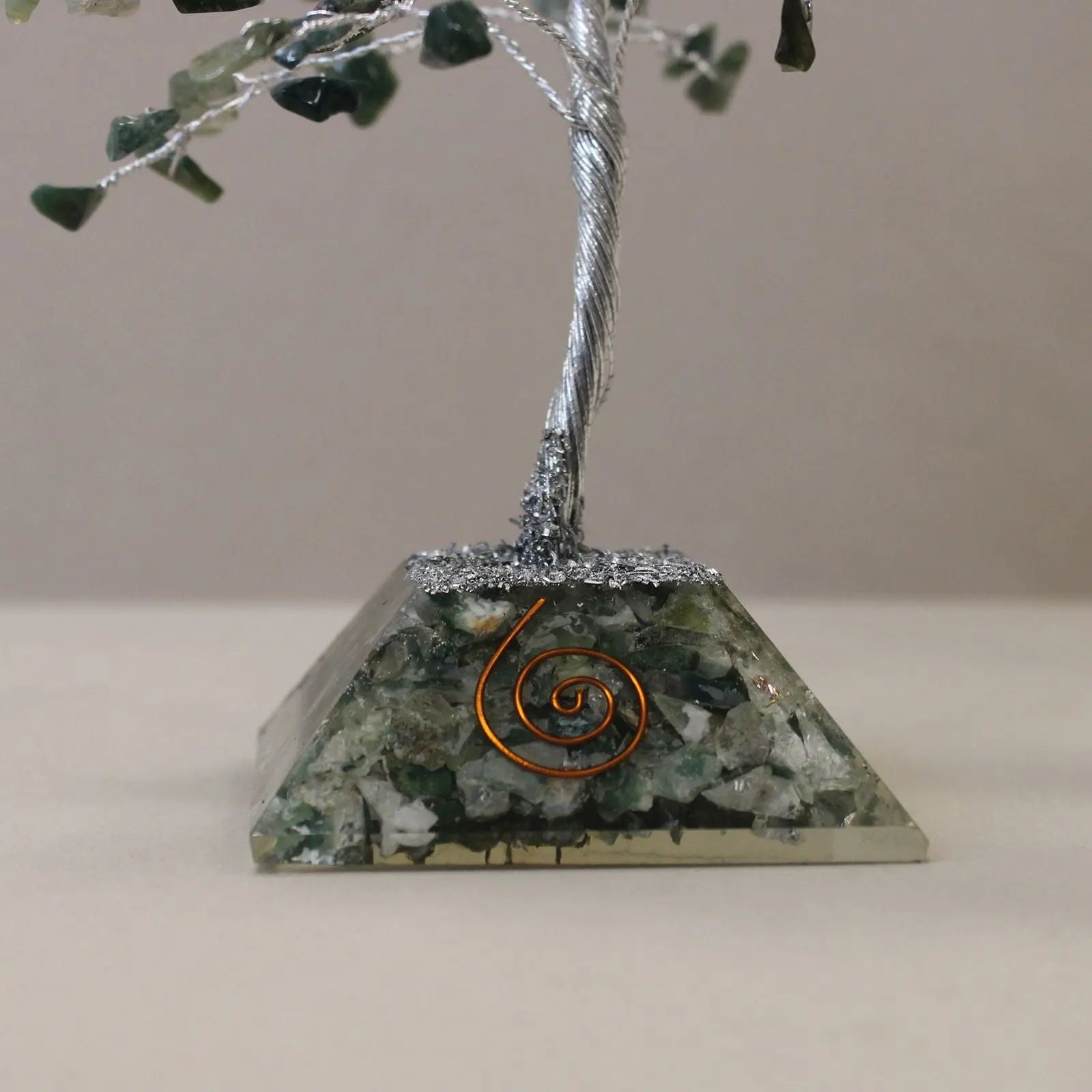 Gemstone Tree with Organite Base - 160 Stone - Moss Agate Ninja Aromatherapy