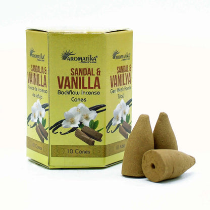 Pack of 10 Masala Backflow Incense - Sandalwood & Vanilla Ninja Aromatherapy