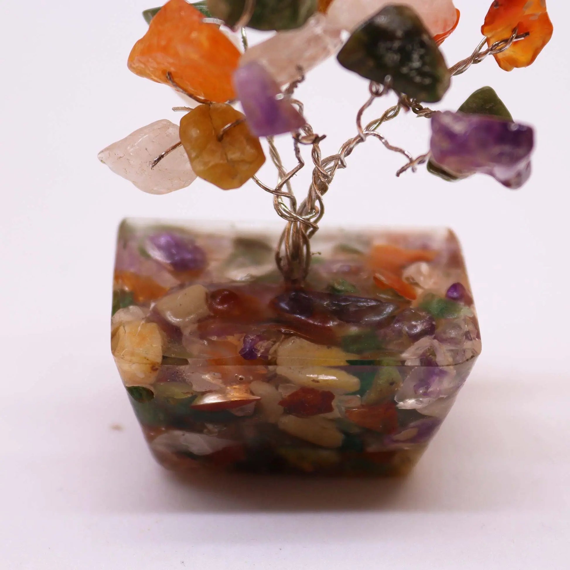 Mini Gemstone Tree on Orgonite Base - Multi Stones (15 stones) Ninja Aromatherapy