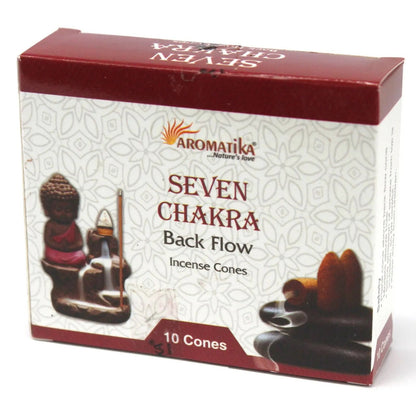 Aromatica Backflow Incense Cones - 7 Charkras by Ninja Aromatherapy incense cones for aromatherapy.