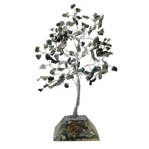 Gemstone Tree with Organite Base - 160 Stone - Moss Agate Ninja Aromatherapy