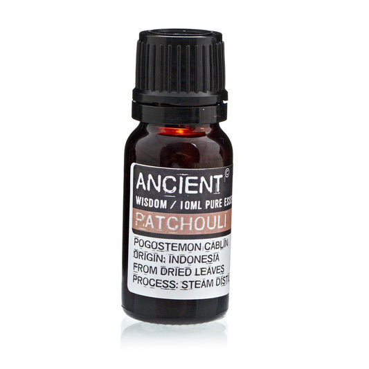 Patchouli Essential Oil 10ml Amber Glass Bottle with Built-In Drop Reducer – Earthy, Calming and Skin-Healing Properties
