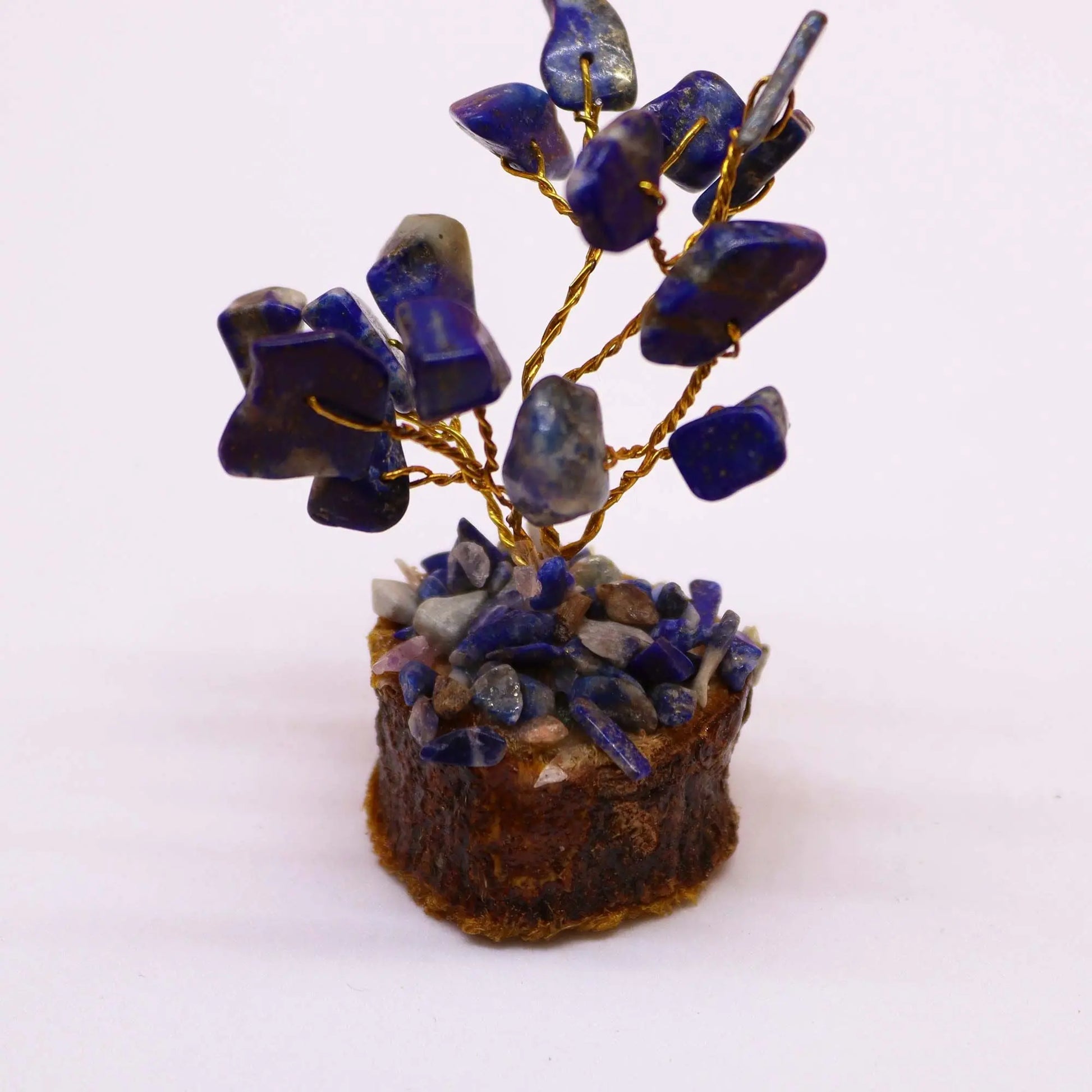 Mini Gemstone Tree On Wood Base - Sodalite (15 stones) Ninja Aromatherapy