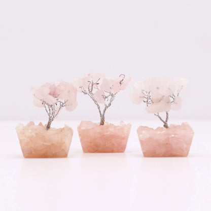 Mini Gemstone Tree On Orgonite Base - Rose Quartz (15 stones) Ninja Aromatherapy
