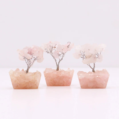 Mini Gemstone Tree On Orgonite Base - Rose Quartz (15 stones) Ninja Aromatherapy