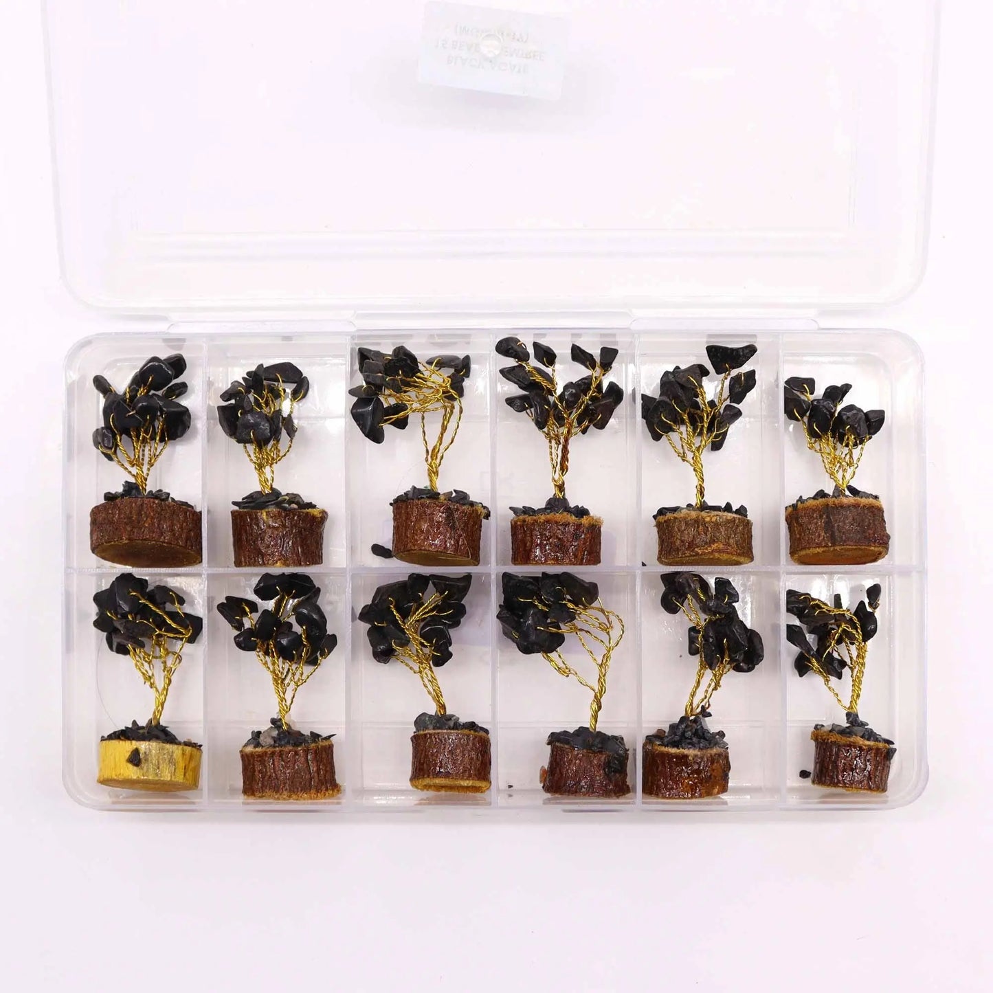 Mini Gemstone Tree On Wood Base - Black Agate (15 stones) Ninja Aromatherapy