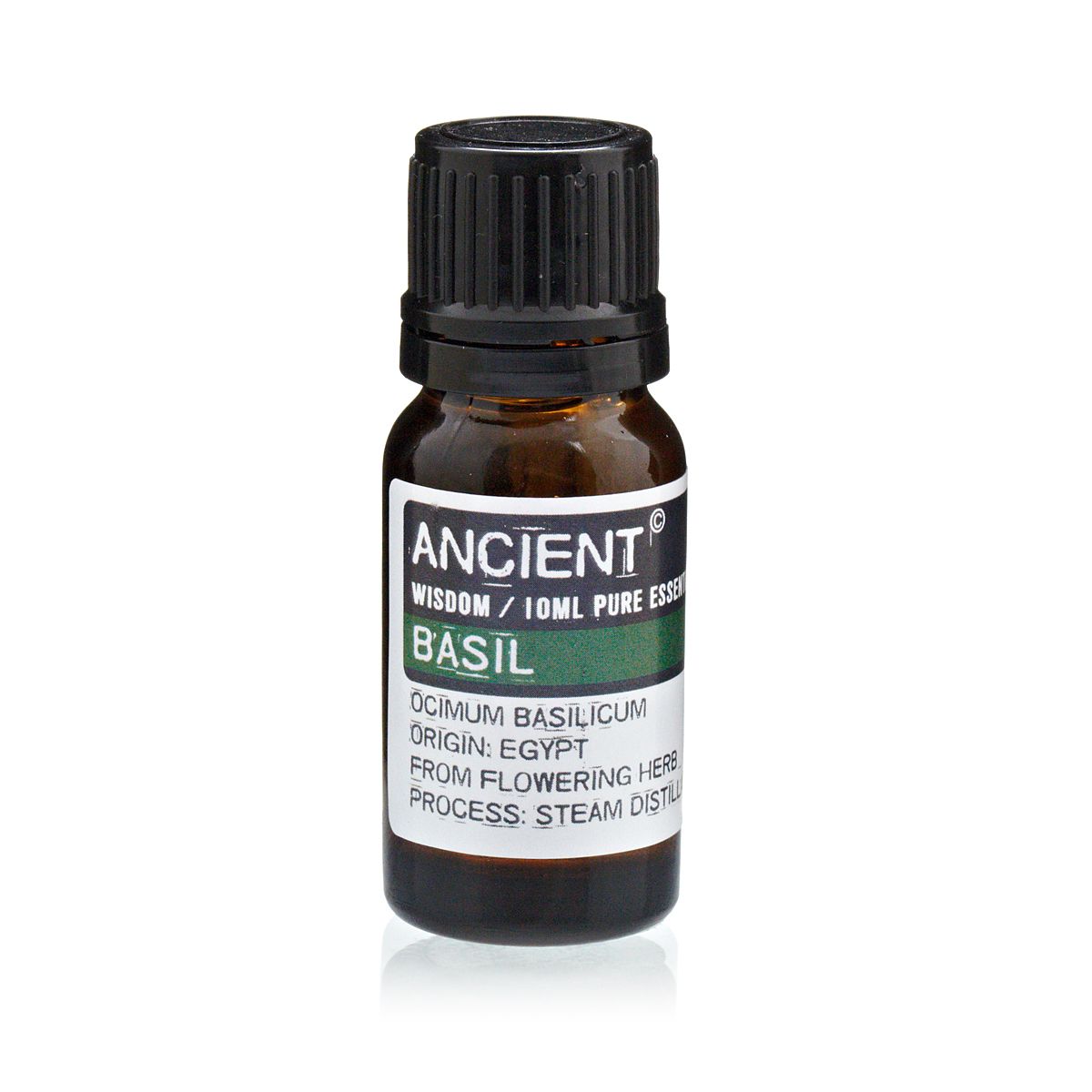Basil Essential Oil 10ml Amber Glass Bottle with Built-In Drop Reducer – Mental Clarity and Respiratory Support