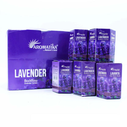 Pack of 10 Masala Backflow Incense - Lavender by Ninja Aromatherapy incense cones for aromatherapy.