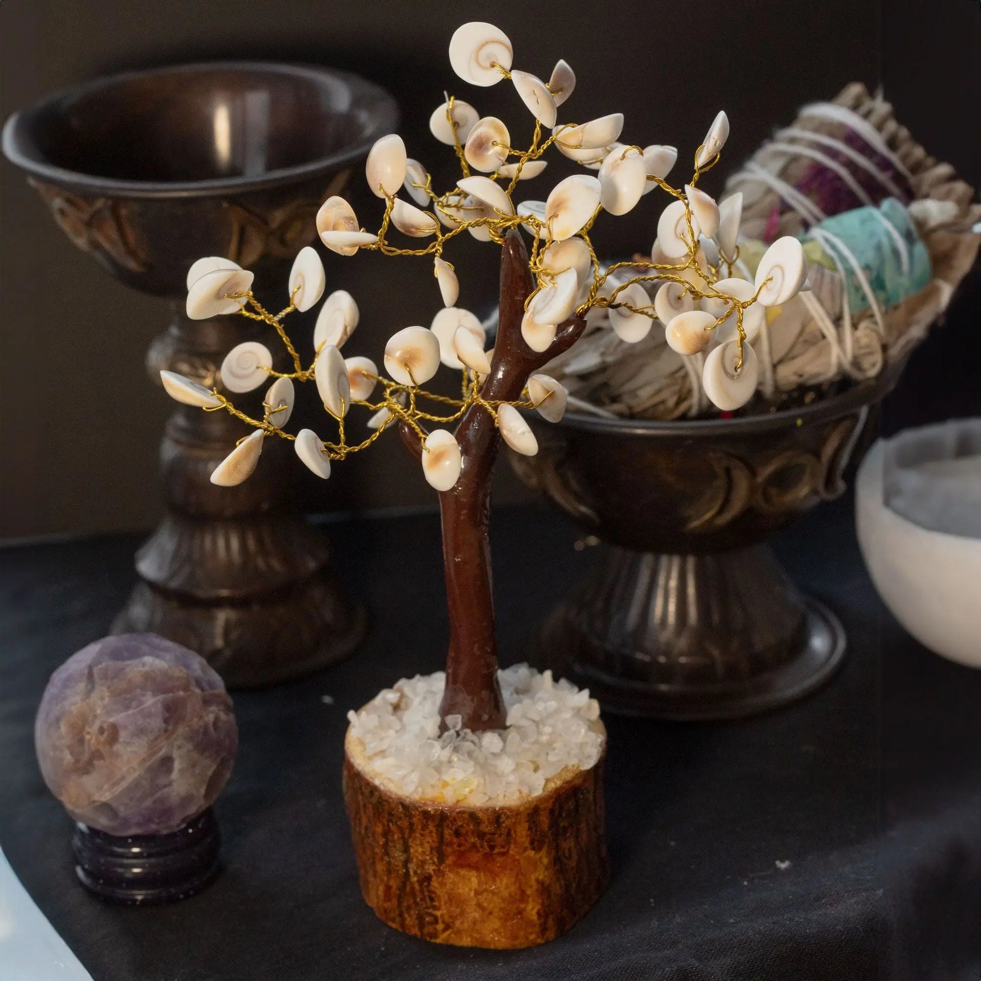 Lrg Gomati Chakra Circle Stone Tree - (60 stones) Ninja Aromatherapy