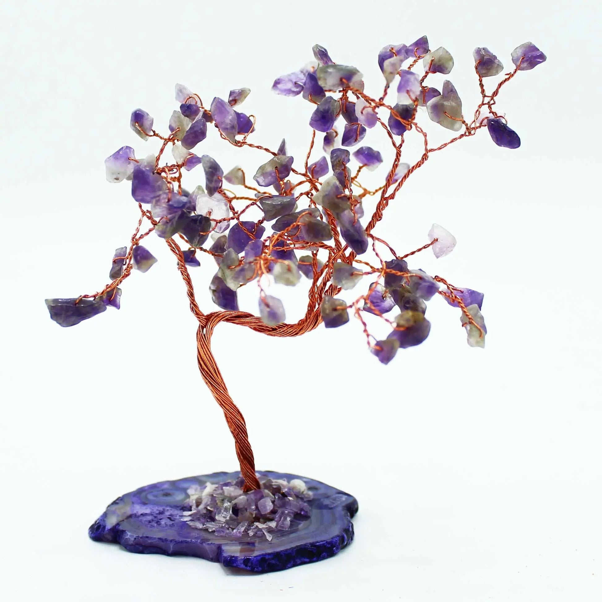 Lrg Gemstone Tree - Amethyst on Natural Agate Base (100 stones) Ninja Aromatherapy