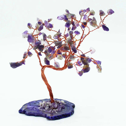Lrg Gemstone Tree - Amethyst on Natural Agate Base (100 stones) Ninja Aromatherapy