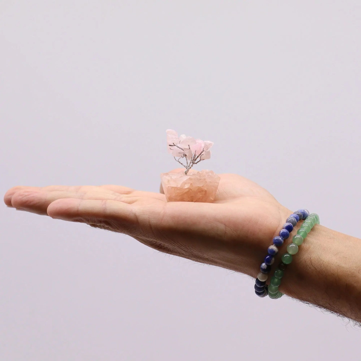 Mini Gemstone Tree On Orgonite Base - Rose Quartz (15 stones) Ninja Aromatherapy