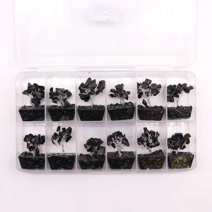 Mini Gemstone Tree On Orgonite Base - Black Agate (15 stones) Ninja Aromatherapy