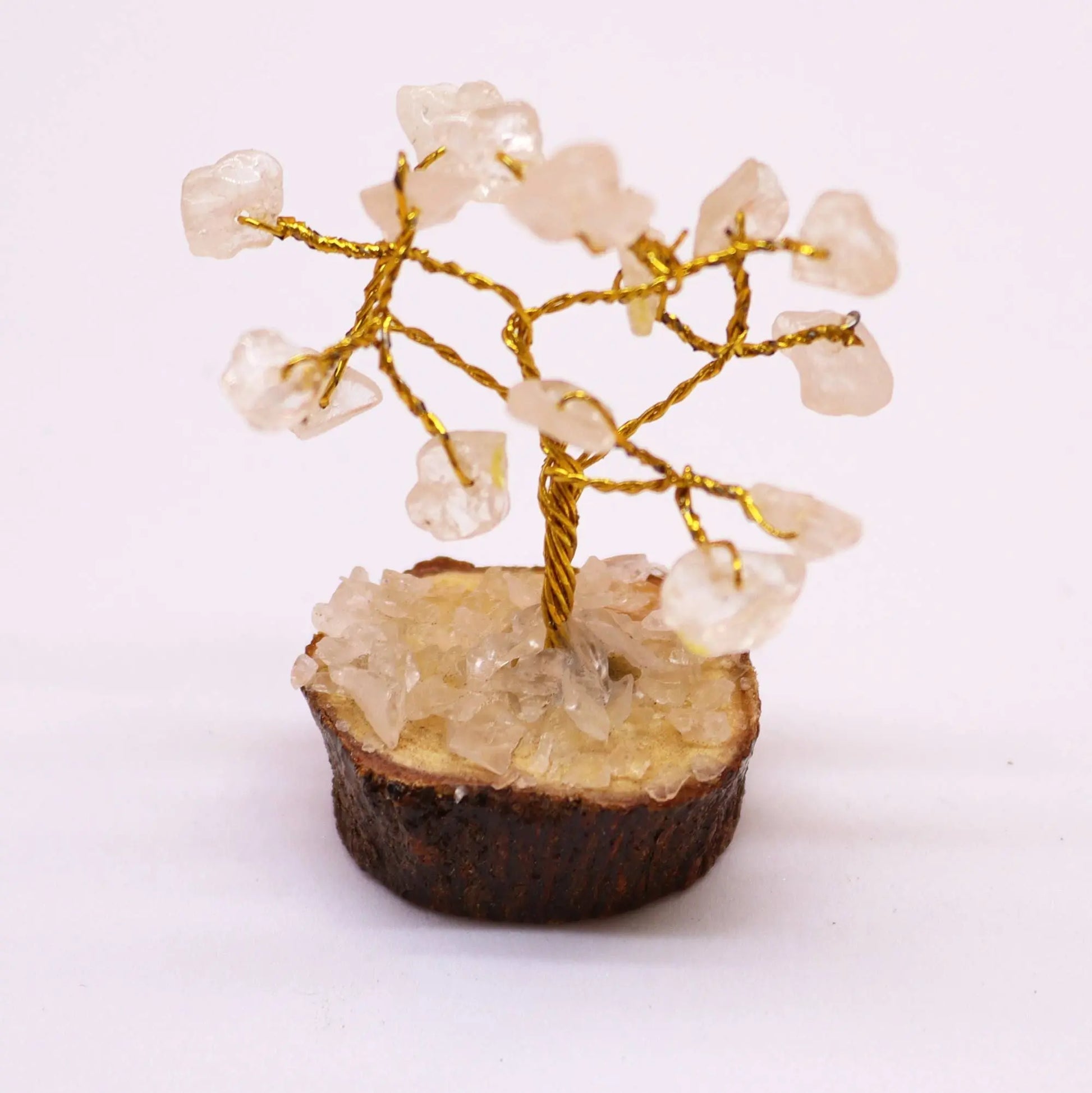 Mini Gemstone Tree On Wood Base - Rock Quartz (15 stones) Ninja Aromatherapy