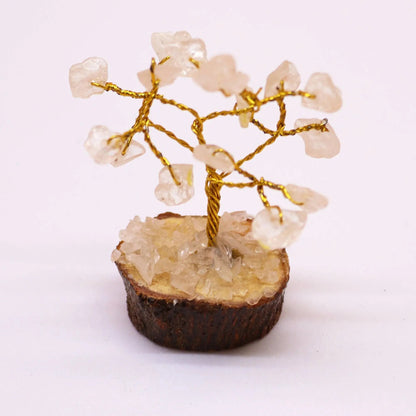 Mini Gemstone Tree On Wood Base - Rock Quartz (15 stones) Ninja Aromatherapy