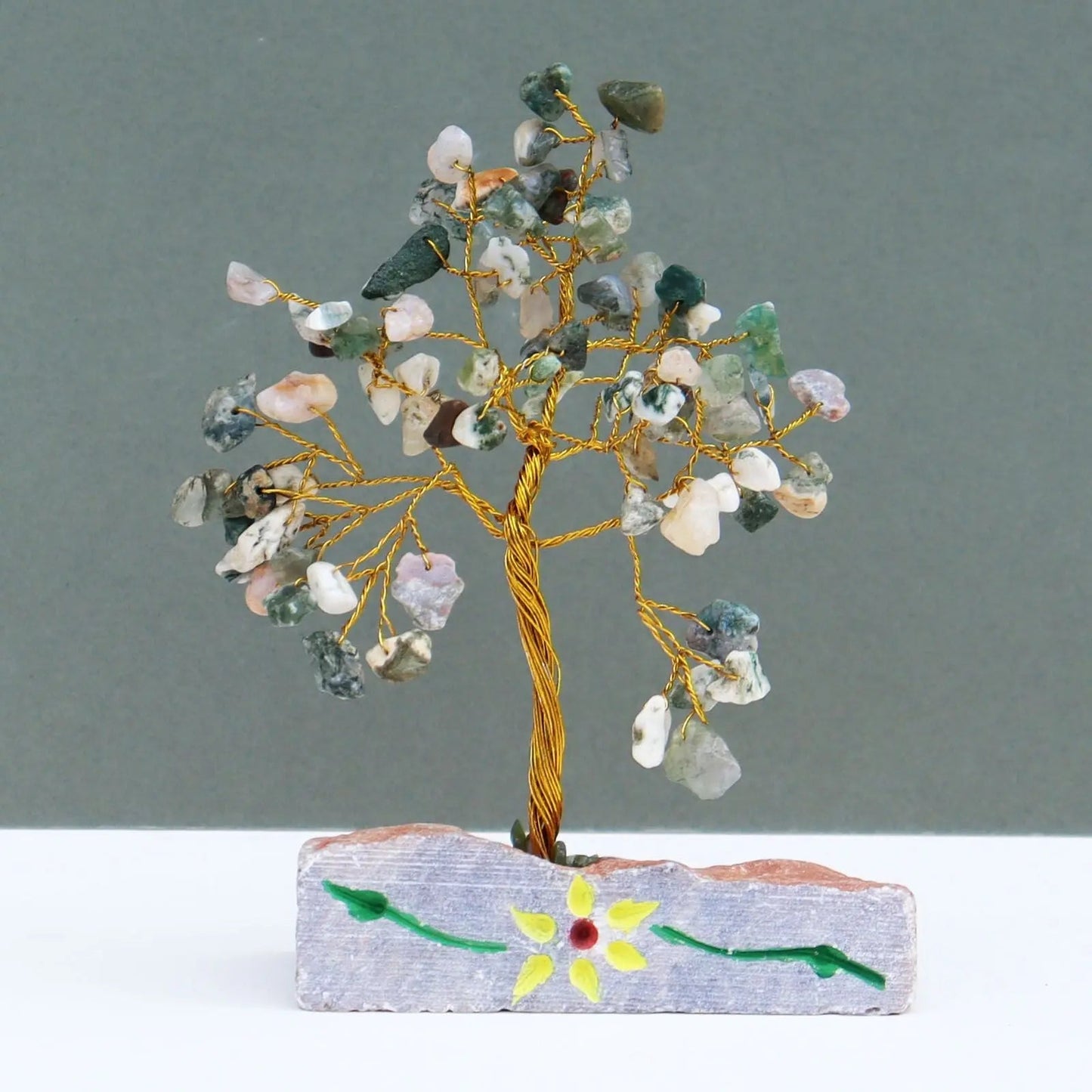 Tree Agate - 80 Stone gemstone tree handmade in India for home decor and healing.