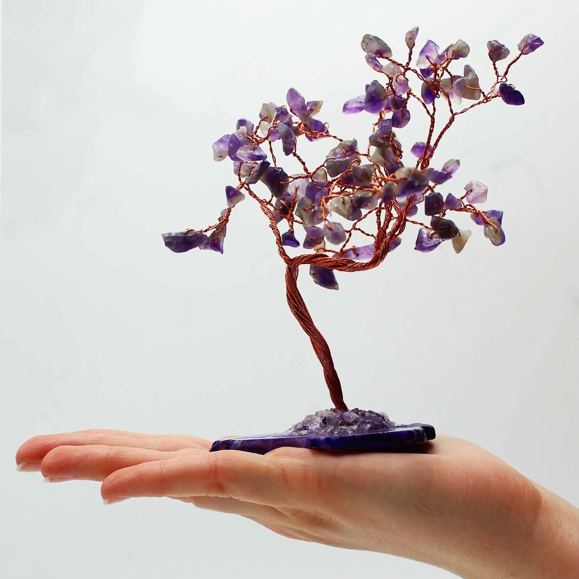Lrg Gemstone Tree - Amethyst on Natural Agate Base (100 stones) Ninja Aromatherapy