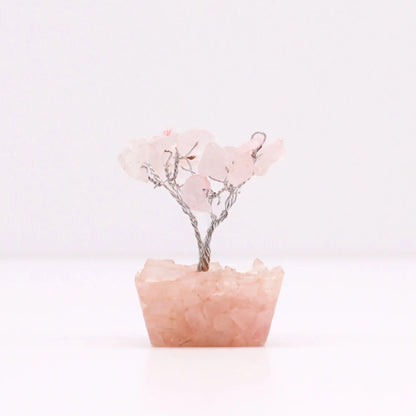 Mini Gemstone Tree On Orgonite Base - Rose Quartz (15 stones) Ninja Aromatherapy
