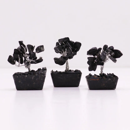 Mini Gemstone Tree On Orgonite Base - Black Agate (15 stones) Ninja Aromatherapy