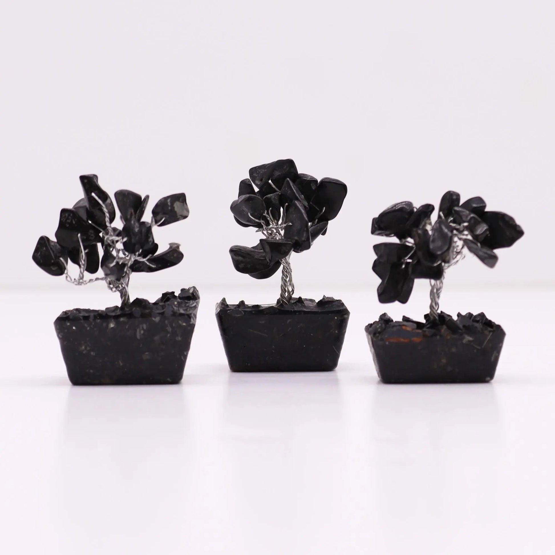Mini Gemstone Tree On Orgonite Base - Black Agate (15 stones) Ninja Aromatherapy