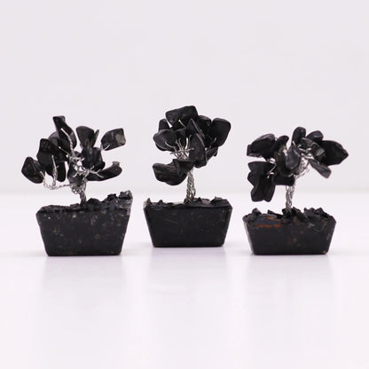 Mini Gemstone Tree On Orgonite Base - Black Agate (15 stones) Ninja Aromatherapy