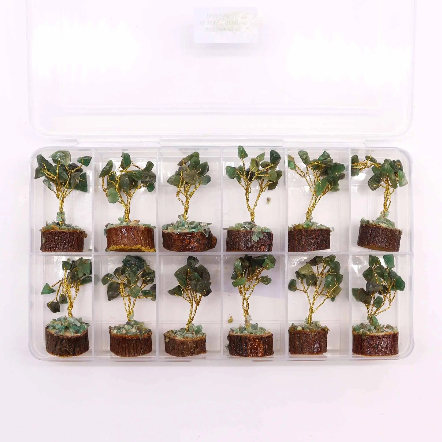 Mini Gemstone Tree On Wood Base - Green Aventurine (15 stones) Ninja Aromatherapy