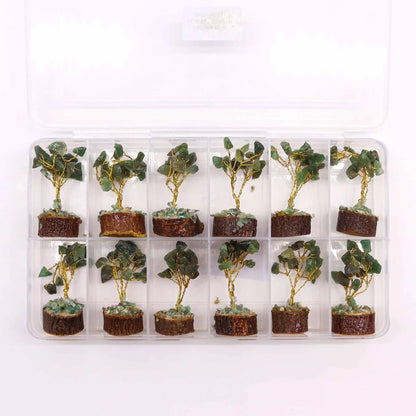 Mini Gemstone Tree On Wood Base - Green Aventurine (15 stones) Ninja Aromatherapy