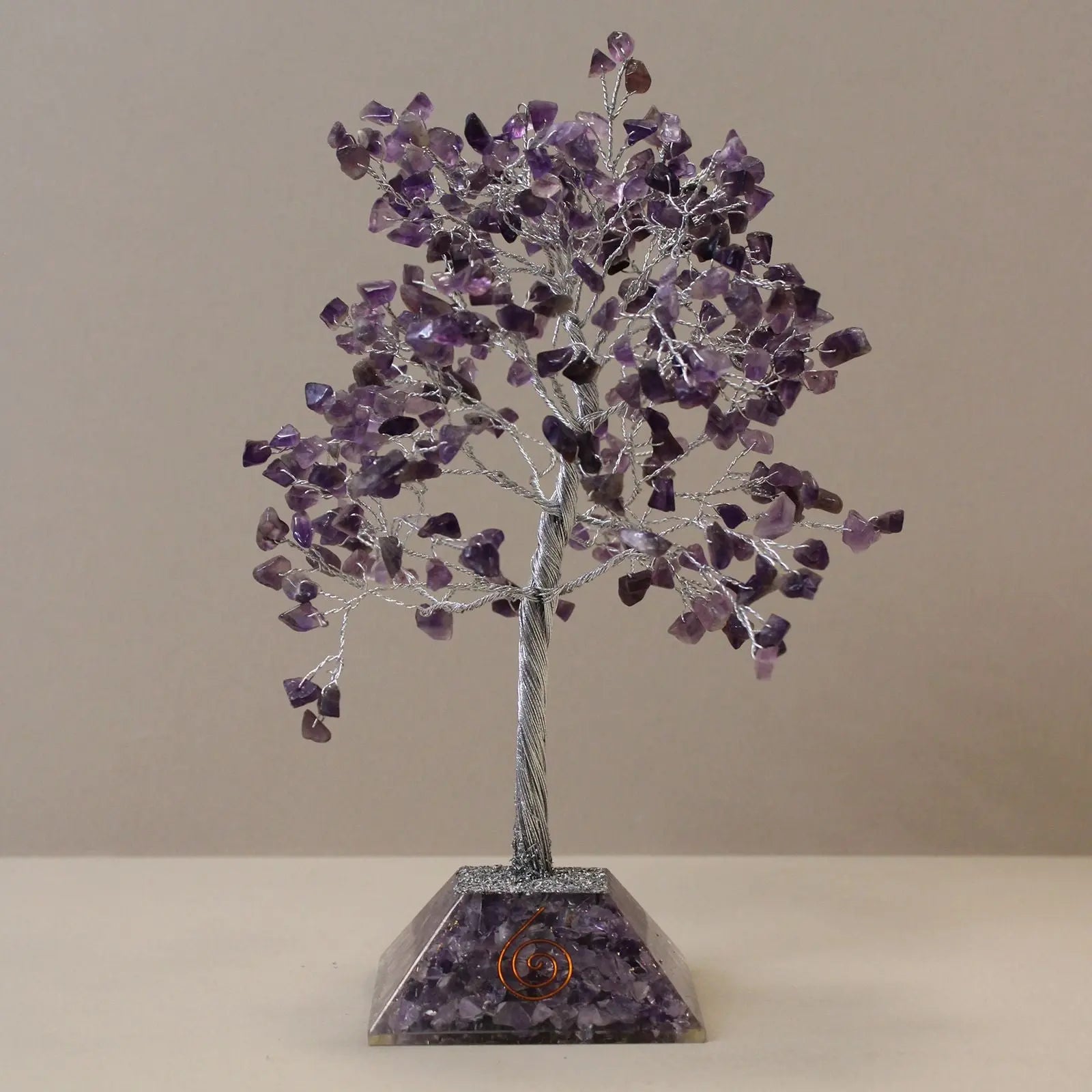 Gemstone Tree with Organite Base - 320 Stone - Amethyst gemstone tree handmade in India for home decor and healing.