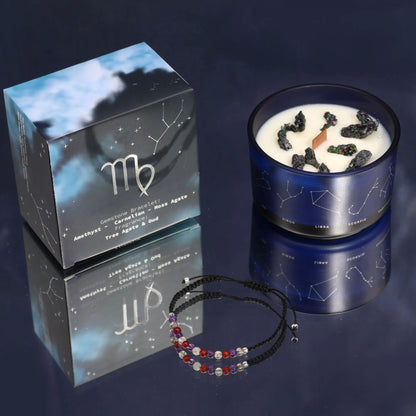 Zodiac Crystal Candle with Gemstone Bracelet - Virgo Zodiac Crystal Candles with Gemstone Bracelet from China with essential