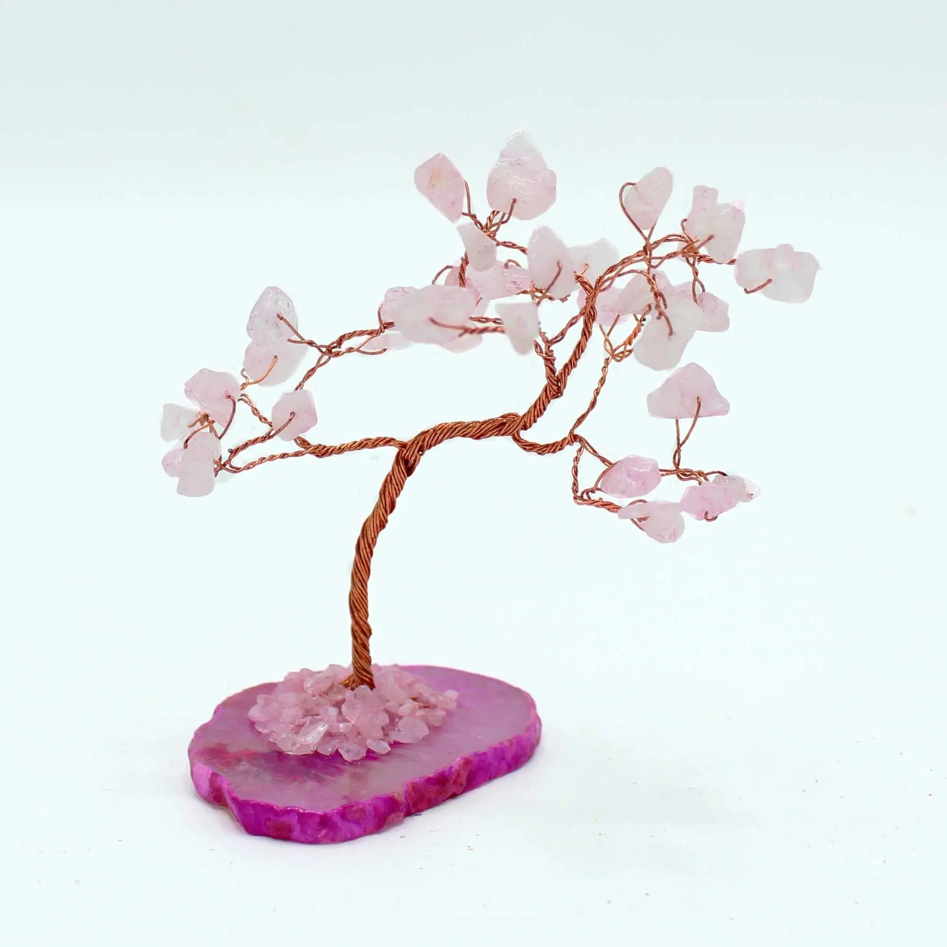 Gemstone Tree - Rose Quartz on Pink Agate Base (35 stones) Ninja Aromatherapy
