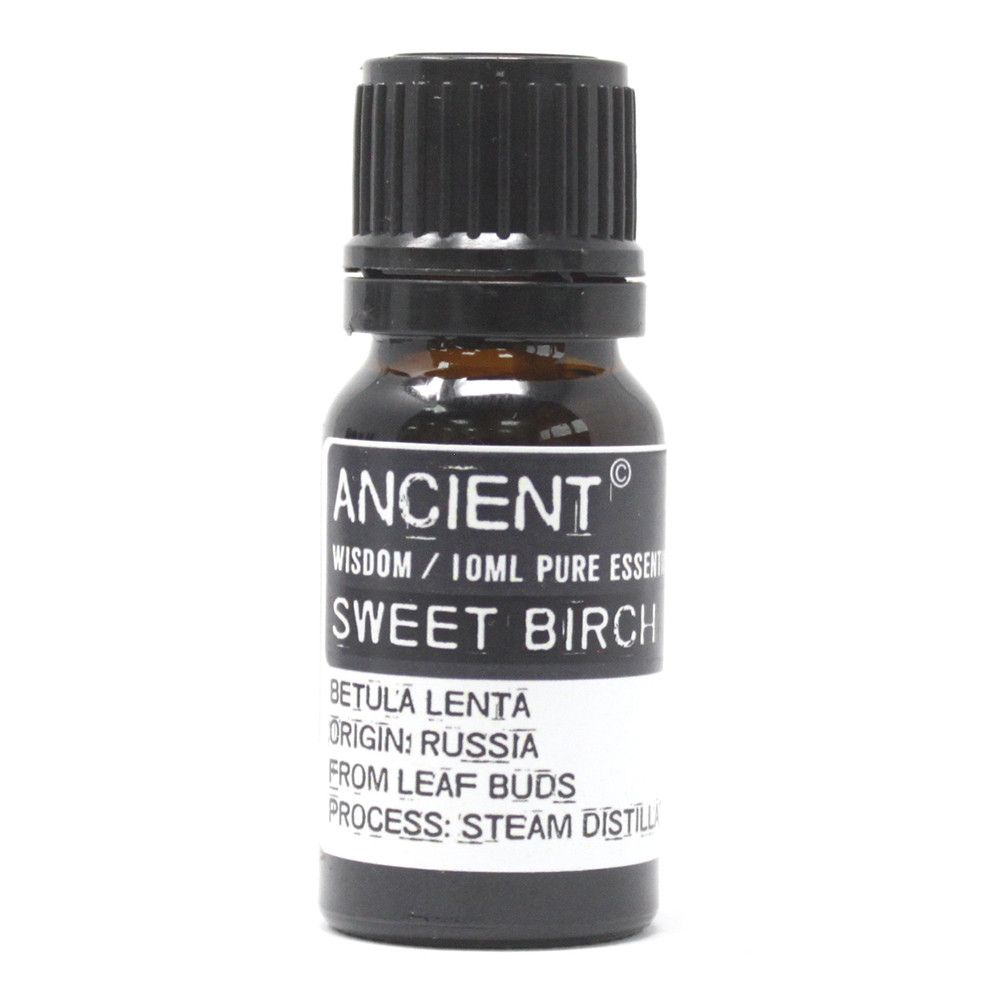 Sweet Birch Essential Oil 10ml Amber Glass Bottle with Built-In Drop Reducer – Natural Pain Relief and Skin Care