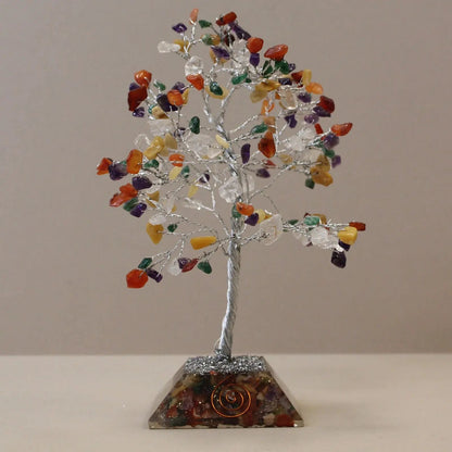 Gemstone Tree with Organite Base - 160 Stone - Multi gemstone tree handmade in India for home decor and healing.
