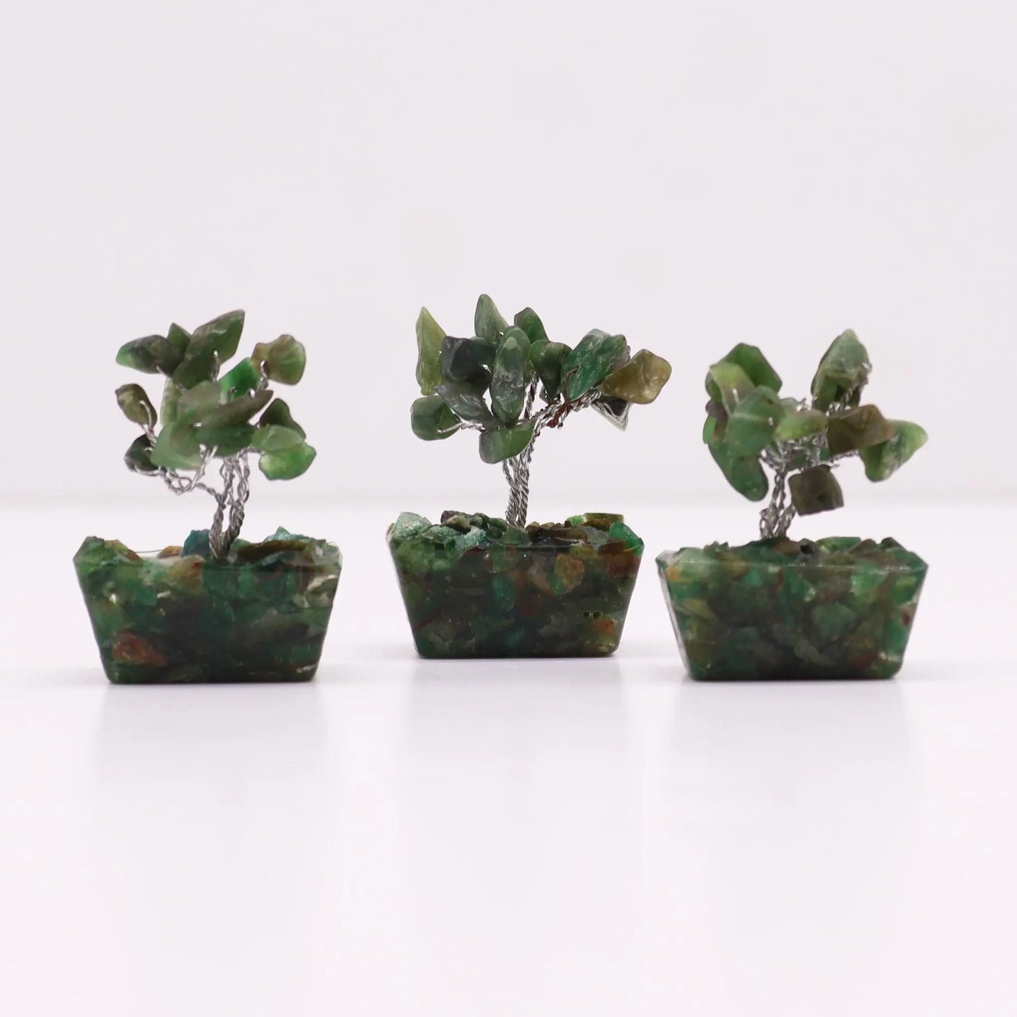 Mini Gemstone Tree On Orgonite Base - Green Aventurine (15 stones) Ninja Aromatherapy