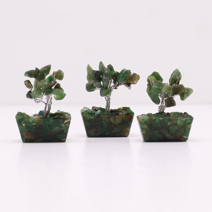 Mini Gemstone Tree On Orgonite Base - Green Aventurine (15 stones) Ninja Aromatherapy