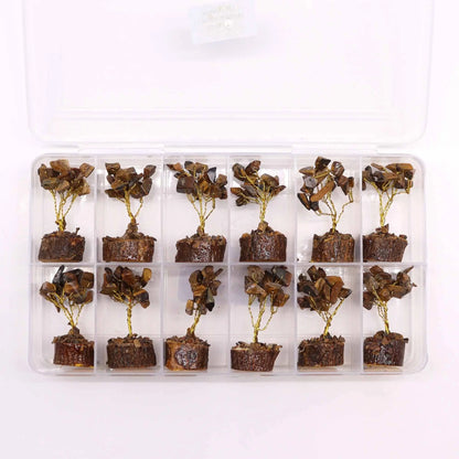 Mini Gemstone Tree On Wood Base - Tigereye (15 stones) Ninja Aromatherapy