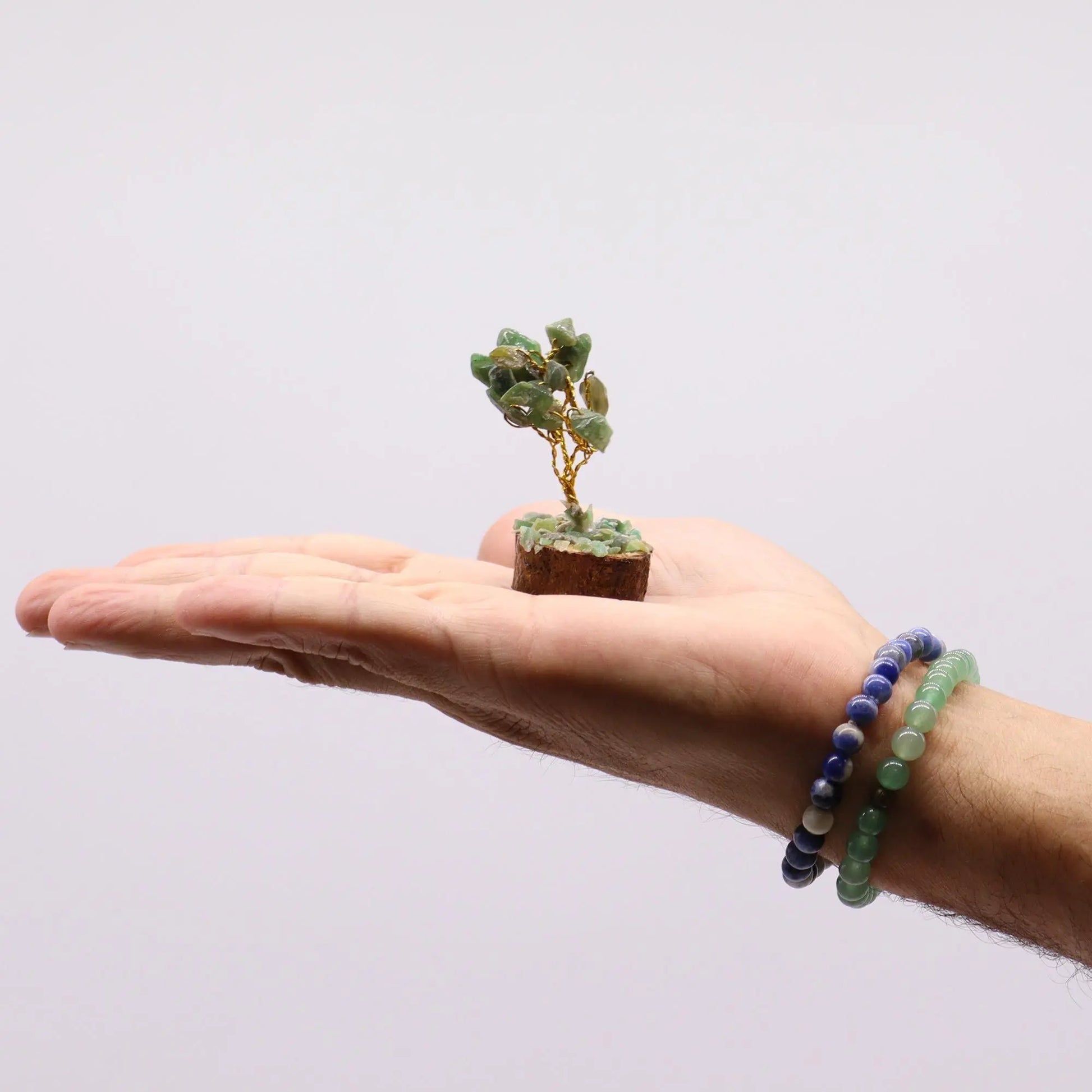 Mini Gemstone Tree On Wood Base - Green Aventurine (15 stones) Ninja Aromatherapy