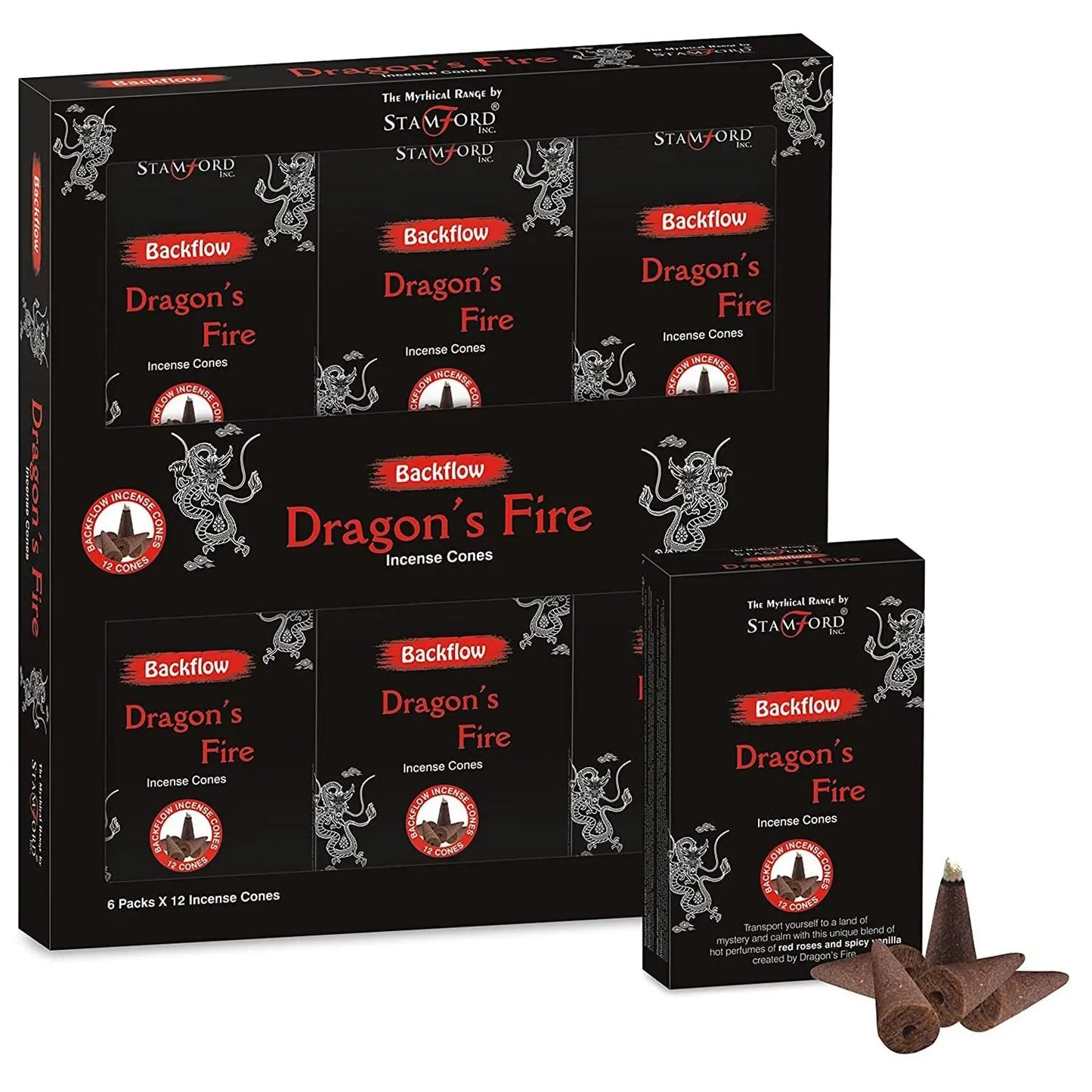 Mythical Backflow Cones - Dragon Fire by Ninja Aromatherapy incense cones for aromatherapy.